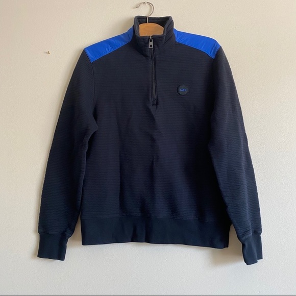 Michael Kors Brown Label Black & blue quarter zip - Picture 1 of 6